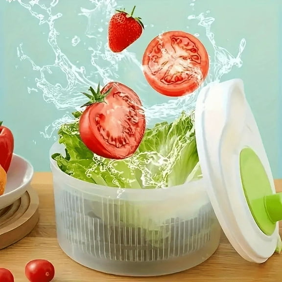 1pc, Multi-Functional Salad Spinner, Vegetable and Fruit Dryer, Colander Basket, and Drainer, 3 Liter Capacity, Plastic, No Power Required, Kitchen Tool for Healthy Meal Prep