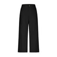 thumbnail image 5 of Stylish Olyvenn High Waisted Wide Leg Pants for Women Chino Business Casual Work Office Fashion Cropped Pant Trousers with Pockets Black S, 5 of 9