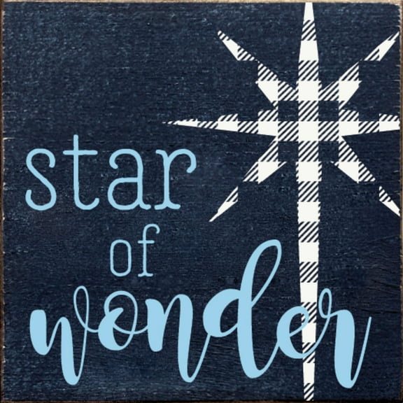 Contemporary Home Living 7" Blue and White "Star of Wonder" Plaid Star Wall Sign