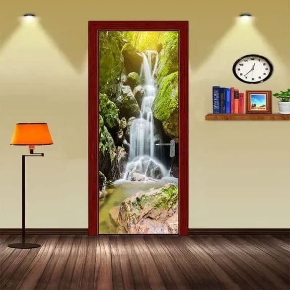 Natural Scenery Door Wallpaper Home r Self-adhesive Waterproof Removable Poster Stickers on Wall De