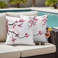 thumbnail image 5 of Outdoor Waterproof Pillow Covers Watercolor Pink Cherry Blossoms Decorative Throw Pillow Protectors,Pillowcase Cushion Cases for Patio Sofa Garden Couch,18x18in,Pack of 2, 5 of 11
