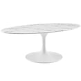 thumbnail image 3 of Modern Contemporary Urban Design Mid Century Living Lounge Room Oval Coffee Table, White, Metal Wood, 3 of 5