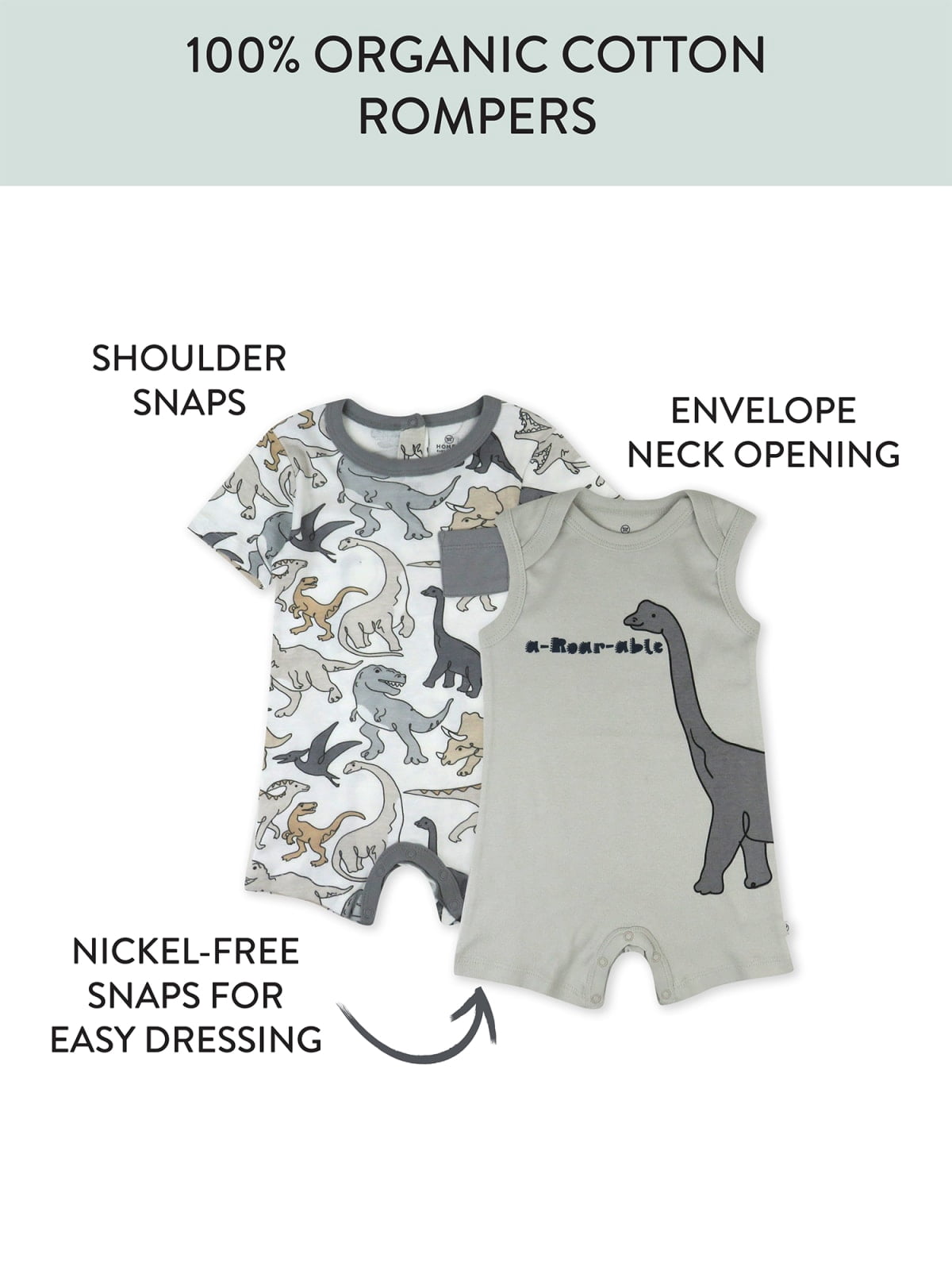Honest Baby Clothing Organic Cotton Boy/Girl Bubble Romper and Bodysuit Set, Newborn to 24M