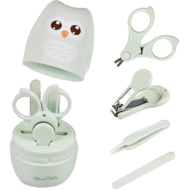 Baby Nail Kit with Cute Owl Shape Case - Sunrain Manicure & Pedicure Set for Babies. Contains: Scissor, File, Clipper & Tweezer
