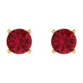 thumbnail image 3 of 1.5 Ct Round Cut Studs Red Ruby 18K Yellow Solid Solid Gold Everyday Dainty Earrings Push Back, 3 of 7