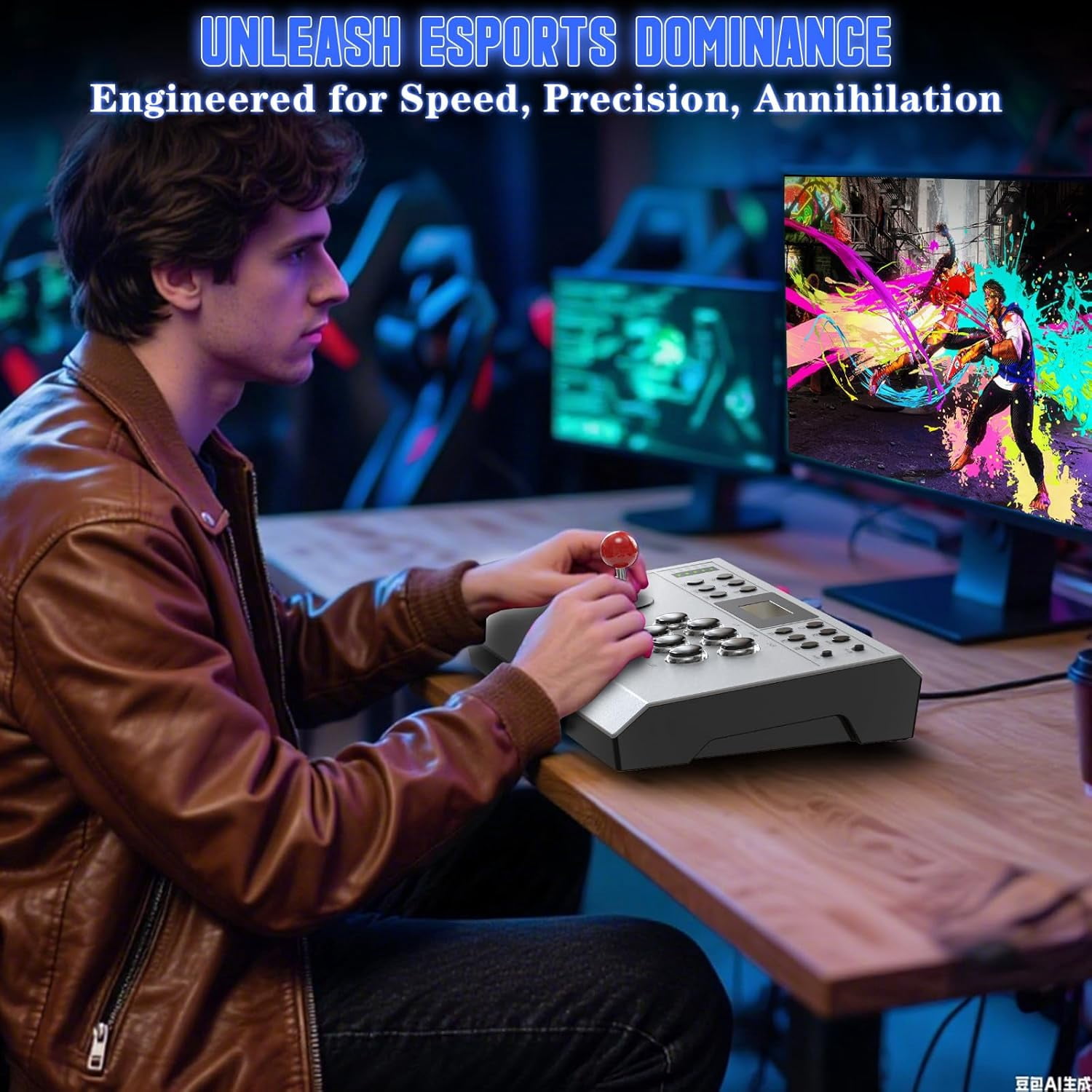 Bonadget Wired Arcade Stick Compatible with P5/P4/PC/Android, for PS5 Fight Stick with Programming Function, Turbo Function, 9.8FT Braided Cable Fight Stick and Wired Connection