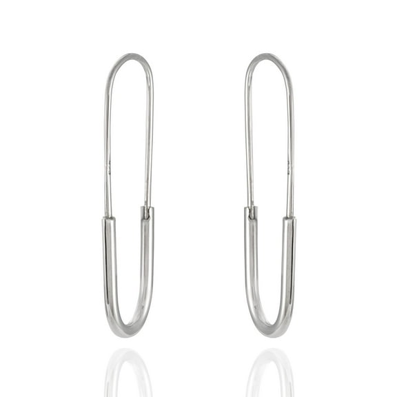 Sterling Silver Oblong Contemporary Hoop Earrings