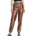 thumbnail image 1 of Pantalones de cintura alta para mujer, ropa informal de verano, pantalones metálicos, 1 of 3