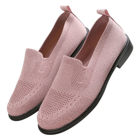

Holiday Savings Deals! Kukoosong Womens Comfort Shoes Autumn New Mesh Breathable Casual Low Heel Flying Woven Flat Shoes Women Pink 37