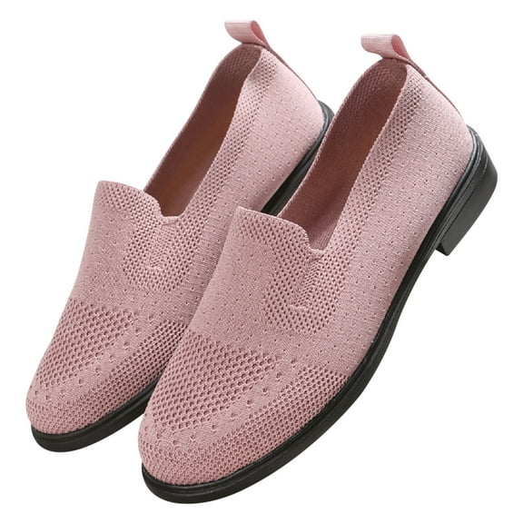 Lilgiuy Autumn Mesh Breathable Casual Low Heel Flying Woven ShoesPink,8.5(41) Fall Dresses for 2022 Spring Winter