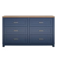 thumbnail image 6 of Ameriwood Home Armada 6 Drawer Wide Dresser, Navy with Walnut Top, 32.05" H x 54.13" W x 15.75" D, 6 of 14