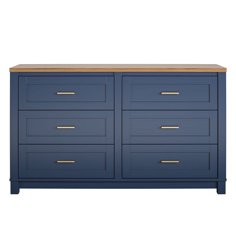 Ameriwood Home Chapel Hill 6 Drawer Wide Dresser, White with Light