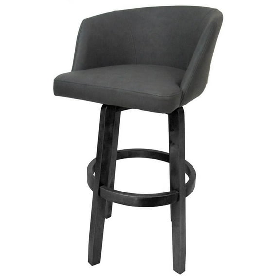 Swivel Wood Bar Stool 30" Joey - Vivian - Moonstone Charcoal Vinyl - Gray