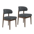 thumbnail image 5 of ClinQ Chenille Dining Chairs Set of 2, Modern Upholstered Kitchen Side Chair with Curved Back, Solid Wood Legs for Dining Room, Gray, 5 of 10
