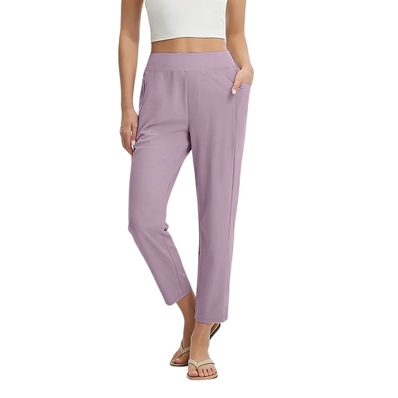 ClodeEU Women's Stretch 7/8 Yoga Pants,Comfortable Athletic Ankle Length Pants for Work Purple,Womens Plus XL