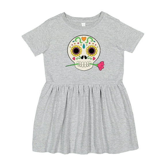 Inktastic DÃ­a De Los Muertos Skull with Flower Girls Toddler Dress