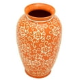 thumbnail image 3 of 14" White Flowers on Orange Tung Chi Vase, 3 of 7