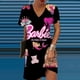 thumbnail image 4 of Vestidos formales con estampado de princesa Barbie para mujer, vestidos de verano con escote en V, vestidos bohemios para mujer, ropa femenina, vestido de fiesta, 4 of 5