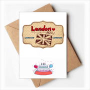 UK London Union Jack Stamp Happy Birthday Greeting Cards Envelopes Blank