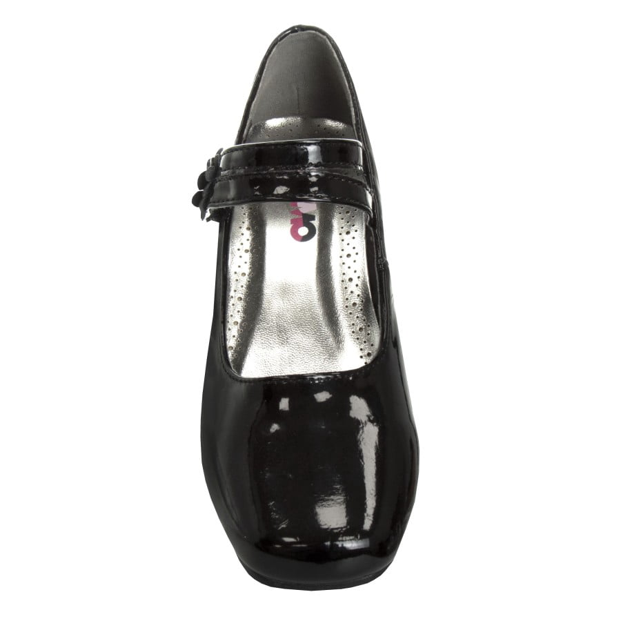 Josmo Girls Flower Mary Jane Dress Shoes. (Little Kids Big Kids)., Black Patent, 3