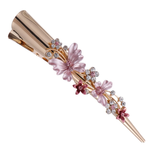 Pinza para el cabello delicada con diseño de flores vintage, pasadores de aleación, pinza grande de pico de pato