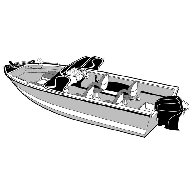 Carver by Covercraft 72317P-10 Carver Performance Poly-Guard Wide Series  Styled-to-Fit Boat Cover f/17.5' Aluminum V-Hull Boats w/Walk-Thru  Windshield - Grey 