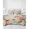thumbnail image 3 of Quilts Queen Size, Farmhouse Pink Floral Soft Comforter Bedding Set for Bed, Spring Vintage Botanical Flowers Lightweight Quilted Bedspread with Pillow Cover(2 Pieces) for All Season, 90x96 Inch, 3 of 6