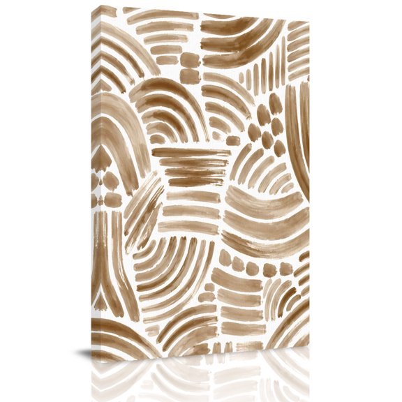 Canvas Wall Art, Brown Striped Framed Canvas Prints for Living Room Office, Farmhouse Rustic Abstract Lines Art Extra Large Gallery Wrapped Wall Decor for Home Office, Gifts, 24"x32" Ship Next Day