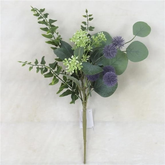 Purple Flowers with Eucalyptus & Ferns Pick Artificial Flower