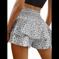 thumbnail image 3 of Mini Shorts de Cintura Alta con Volantes para Mujer Bonitos Shorts Cortos Escalonados con Shorts Debajo Gris S, 3 of 7