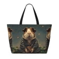 thumbnail image 2 of Xecao Lotus Leaf Starry Sky Guinea Pig for versatile beach bag for women includes zipper pockets and waterproof material, ideal for vacations and adventures., 2 of 7