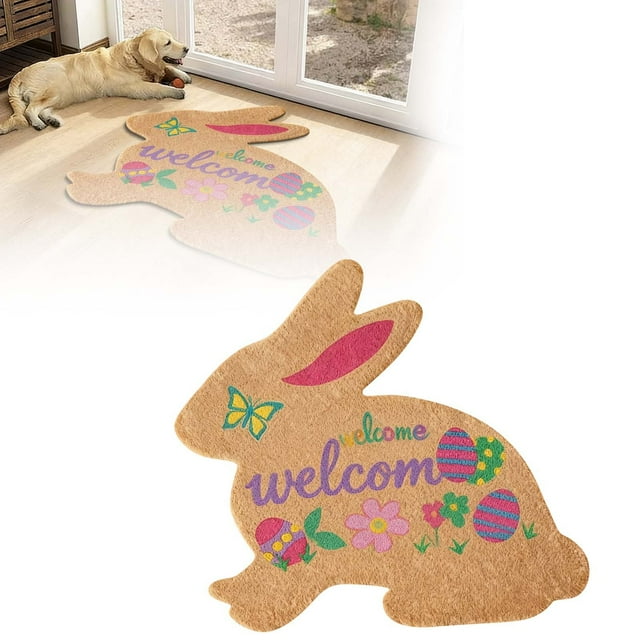 TIELUTT 2026 Easter Bunny Shaped Welcome Mat Easter Absorbent Non And Durable Mat Velvet Easter Bunny Shaped Area Rug under 50 Blanket Soft Dining Room Rug Small Area Rugs Washable Throw Blanket