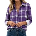 thumbnail image 2 of Yertdoel Flannel Shirt Women Long Sleeve Plaid Lapel Open Front Button Down Shirts Stylish Casual Soft Cozy Cardigan Jackets, 2 of 6