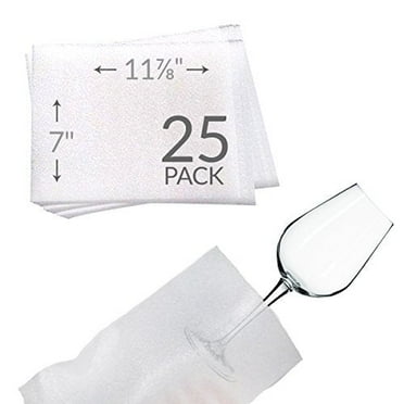 UBOXES 7"x11-7/8" Foam Pouches for Glasses (25 Pack) Protect Dishes
