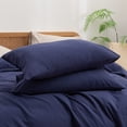thumbnail image 5 of BESTOUCH Duvet Cover Set Full 100% Washed Cotton Linen Feel Soft Chic Lightweight 3Pcs (Navy Blue, 80"x90"), 5 of 8