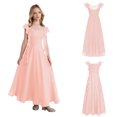 thumbnail image 5 of inhzoy Chiffon Jr Bridesmaid Dresses Square Neck Flower Girl Dress for Wedding A Line Girls Formal Dress Orange Pink 10, 5 of 7
