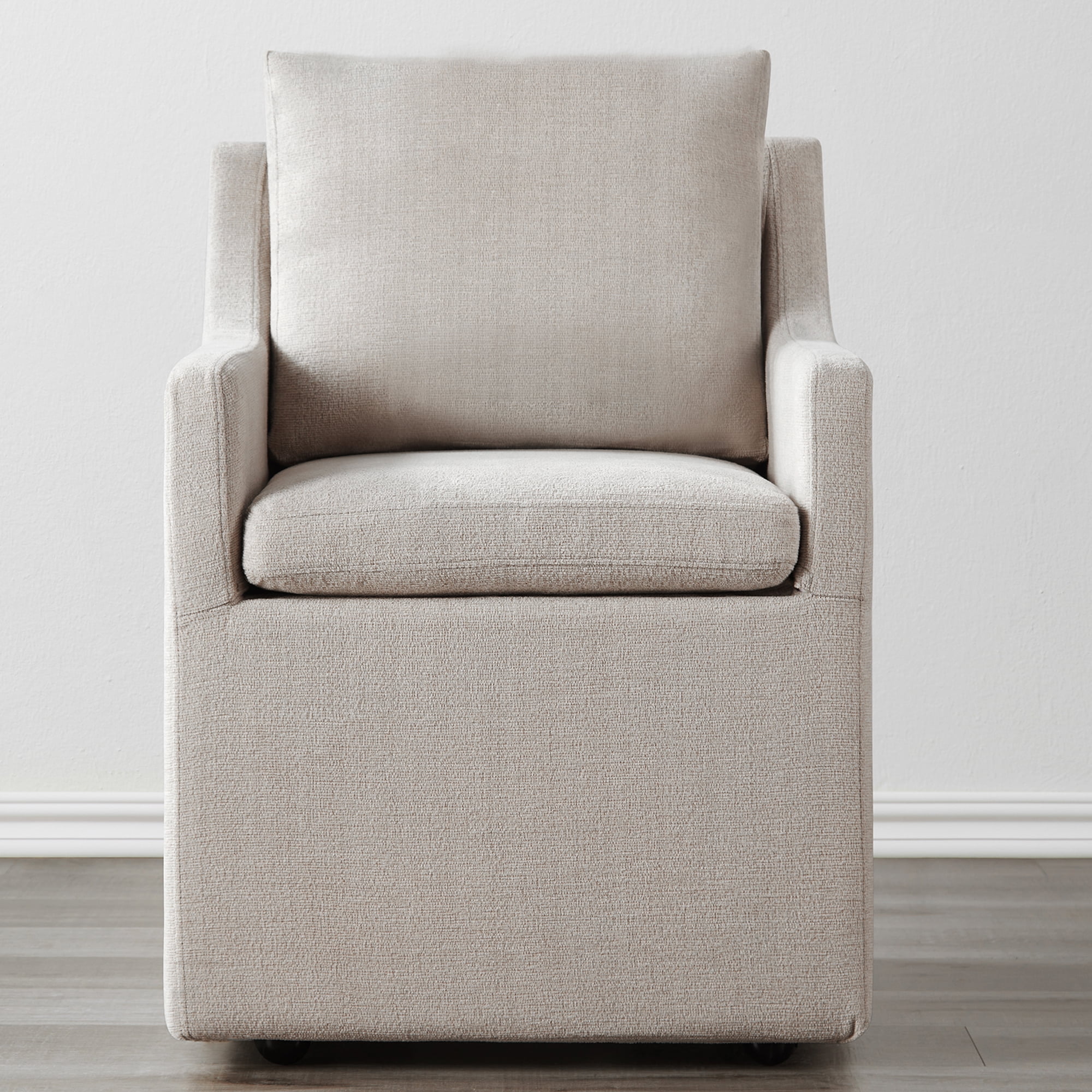 Spruce & Spring Upholstered Dining Chair with Hidden Casters, Removable Slipcover and Under-Seat Storage, Single, Beige