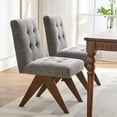 thumbnail image 3 of Kidol & Shellder Modern Upholstered Dining Chairs Set of 2 Tufted Armless Kitchen Chairs with Linen Fabric & Wooden Legs,Light Gray, 3 of 9