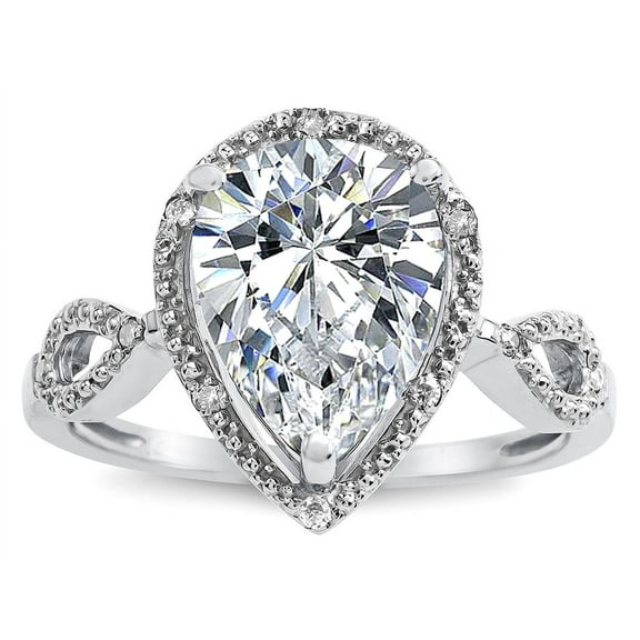 Star K � Vintage Look Halo Large 11x8 Pear Shape Genuine White Topaz Ring