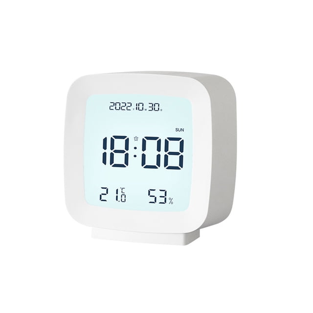 Yuarrent Reloj Digital ABS pantalla de fecha de reemplazo LCD Color sólido hogar dormitorio estudiante niños alarmas termómetro retroiluminación Decoración del hogar Blanco Yuarrent HA083884-01B