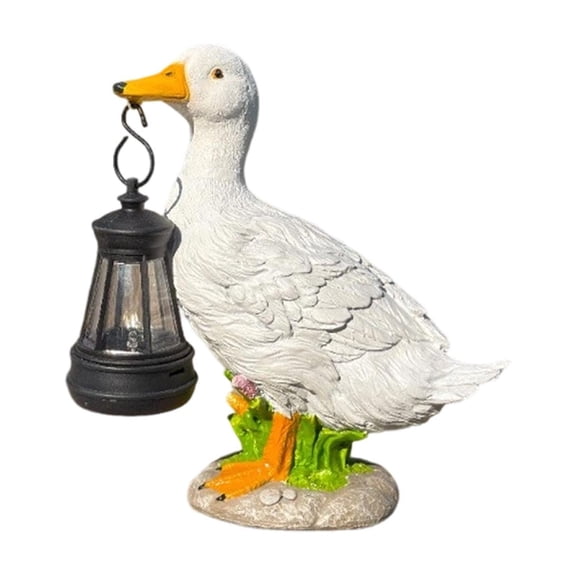Tdxkok Outdoor Garden Solar Duck Statue Resin Animal Figurine LED Courtyard Lawn Decorative Solar Landscape Yard Ornament Ambient Lighting