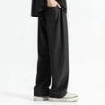thumbnail image 3 of Puntoco Pantalones de trabajo con bolsillos de color liso para hombre Pantalones casuales de pierna recta, 3 of 5