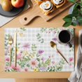 thumbnail image 2 of Pink Purple Flower Placemats Set of 4, Spring Country Floral Leaf Grey Plaid Placemats for Dining Table, Place Mats for Kitchen Tabletop, Waterproof Wipeable Dining Table Mats Set, 2 of 9