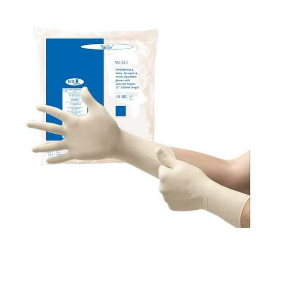 Non-Sterile Powder-Free White Nitrile Exam Gloves - X-Large - 100 ...