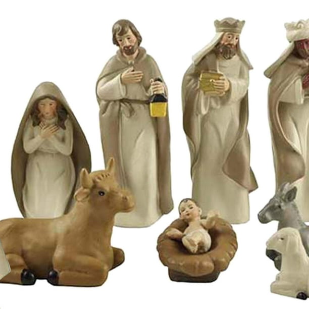 RAHBI 1 Ensemble d'ornements de scène de mangeoire en résine, Ensembles de  nativité pour Noël, Ensembles de Mini Figurines de Jésus (C)