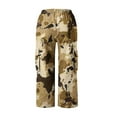 thumbnail image 4 of QATAINLAV Capri Pants for Women Fashion Camo Print Cargo Pants Casual Elastic Waist Hiking Cropped Trousers Loose Wide Leg Capri with Pockets Brown L Ropa de Verano Para Mujer, 4 of 8