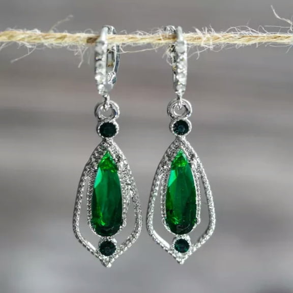 QQTDFG Elegant Stud Drop Earrings Women Cubic Zirconia 925 Silver Wedding Jewelry Gift-#1