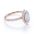 thumbnail image 3 of JeenMata 1.75 ct Vintage Oval Welo Opal and Moissanite Halo Promise Ring in 18K Rose Gold over Silver, 3 of 7