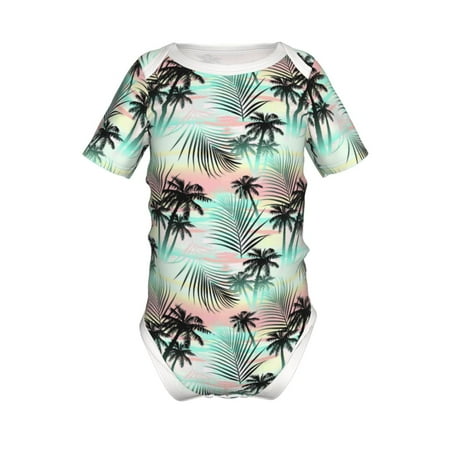 

Adobk Tropical Summer Palm Print Baby Climbing Clothes Jumpsuit Rompers Classic Rompers Child Short sleeve Bodysuits-9M