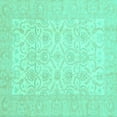thumbnail image 1 of Ahgly Company Machine Washable Indoor Square Oriental Turquoise Blue Traditional Area Rugs, 6' Square, 1 of 4